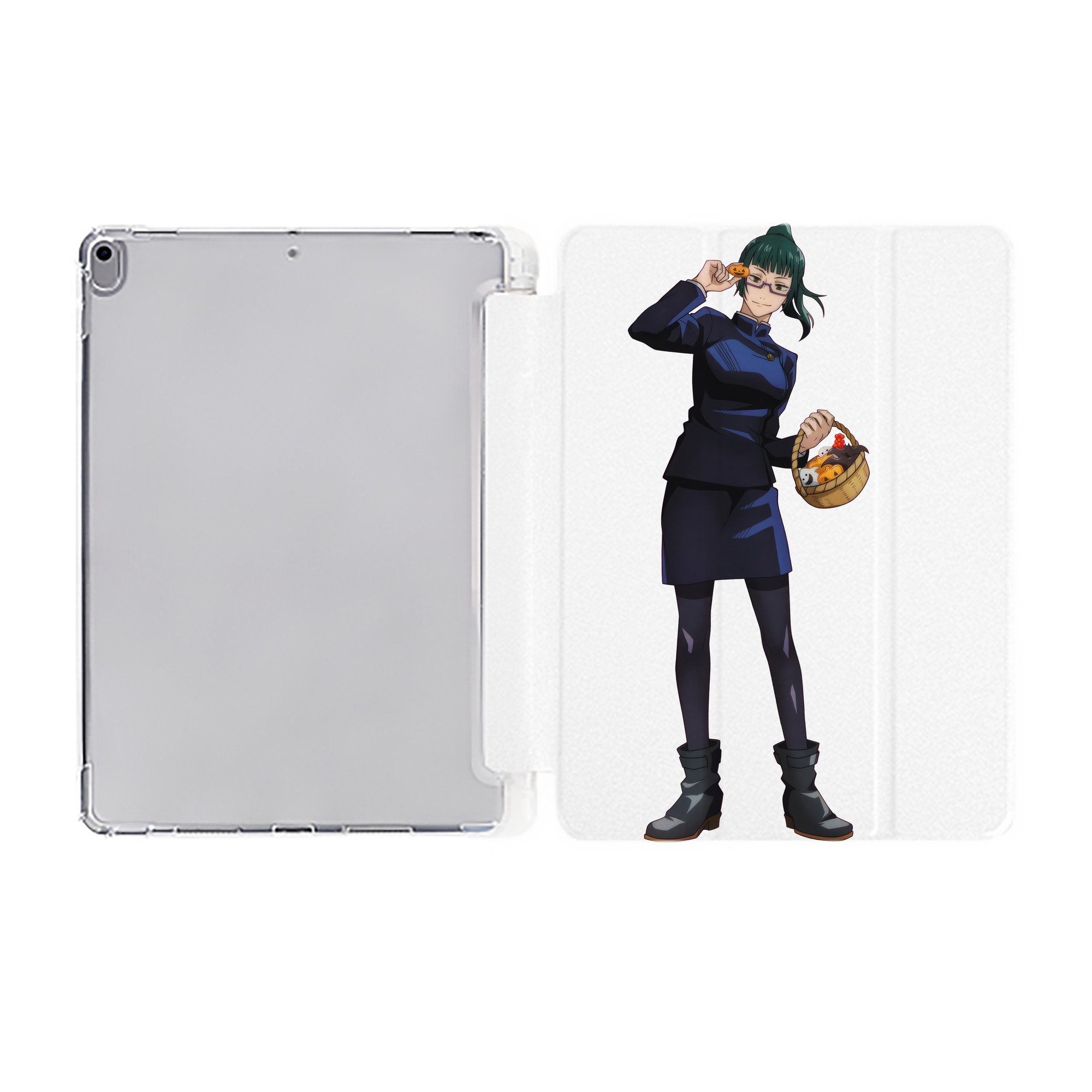 （画像用） 呪術廻戦 Jujutsu Kaisen IPad ケース ペン収納付き 三つ折りスタンド PUレザー×シリコン 対応機種9.5/10.5/10.9インチ
